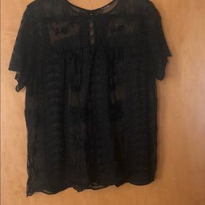 Black, short sleeve lace shirt